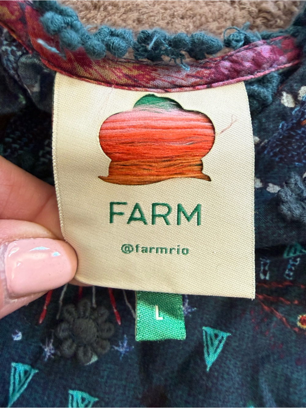 FARM Rio Teal Floral Puff Sleeve Crop Top - Picture 2 of 4